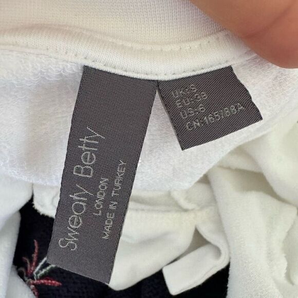 New Sweaty Betty White Long Sleeve Cropped Sweatshirt Top Size 6 Recycled Poly - Picture 8 of 10